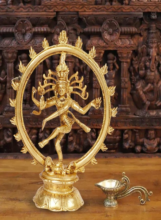 ARTVARKO Brass Natraja Statue Idol of Lord Shiva Ji Dancing Natraj Murti for Temple Mandir Home Décor 8 Inches - Image 1